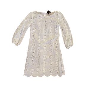 Laundry by Shelli Segal White Crochet Knee Length Dress Size 2